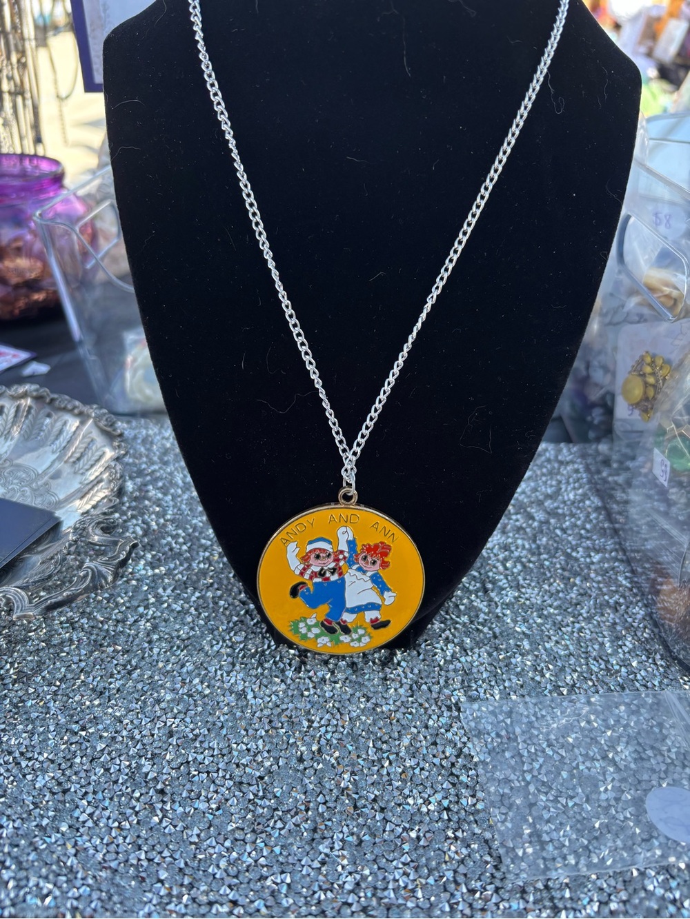Raggedy Ann and Andy necklace